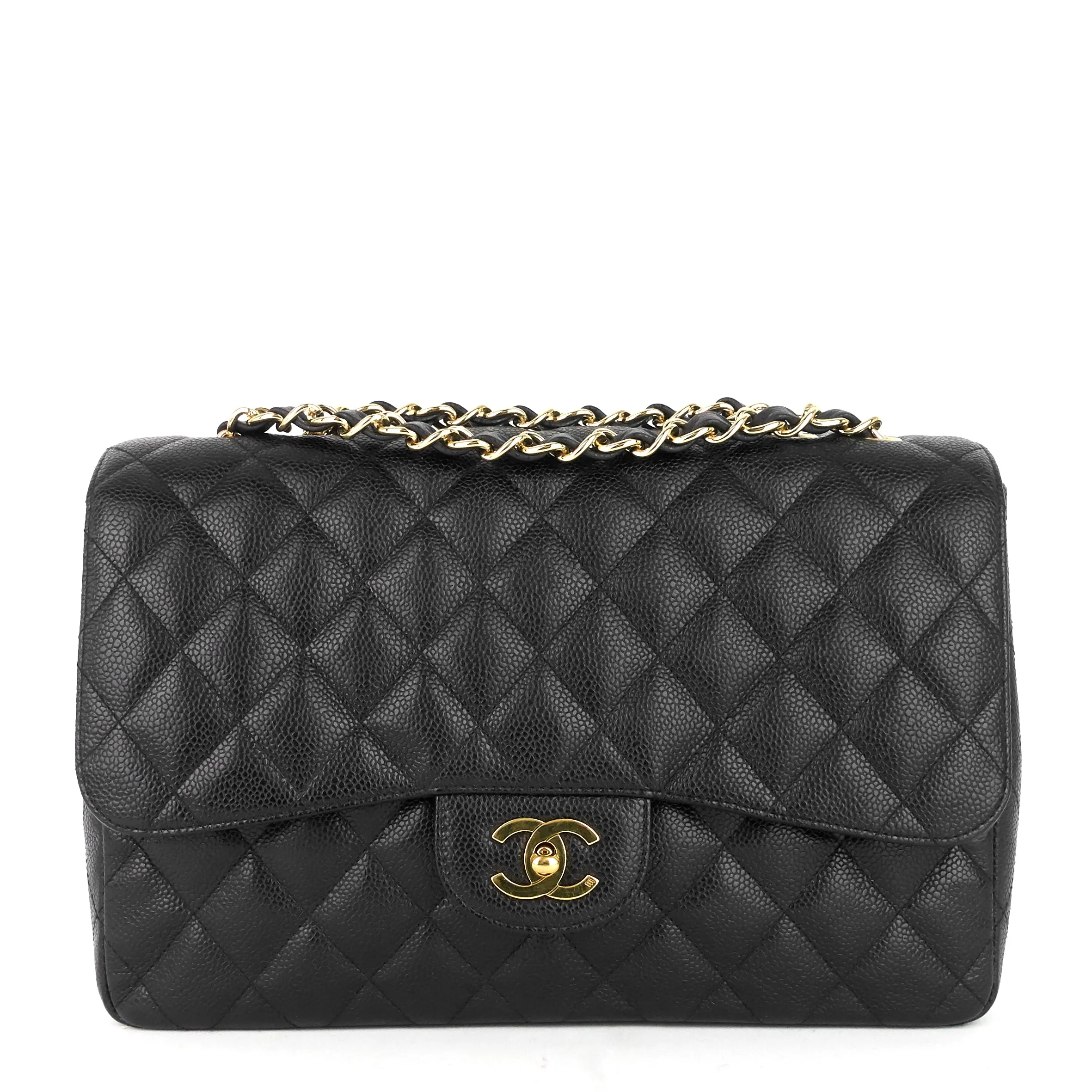 Classic Single Flap Jumbo Caviar Leather Bag