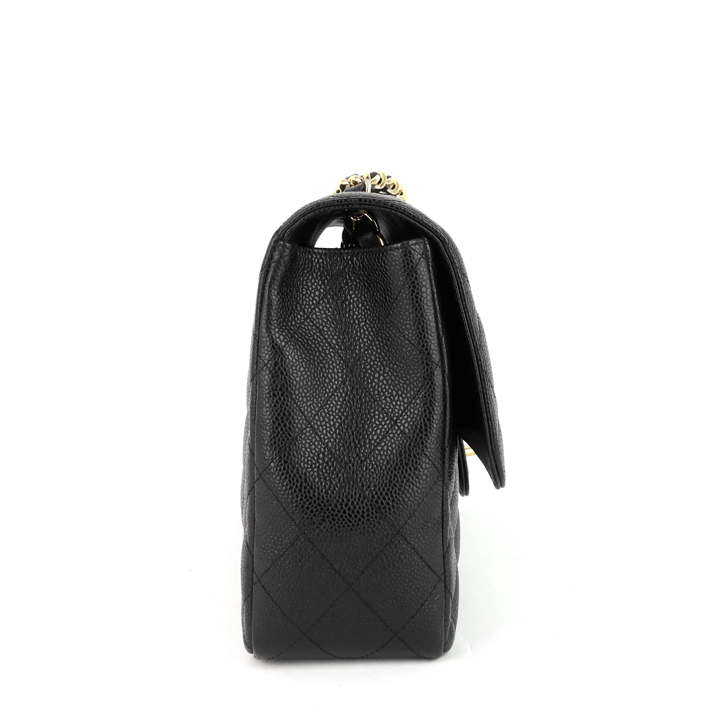 Classic Single Flap Jumbo Caviar Leather Bag
