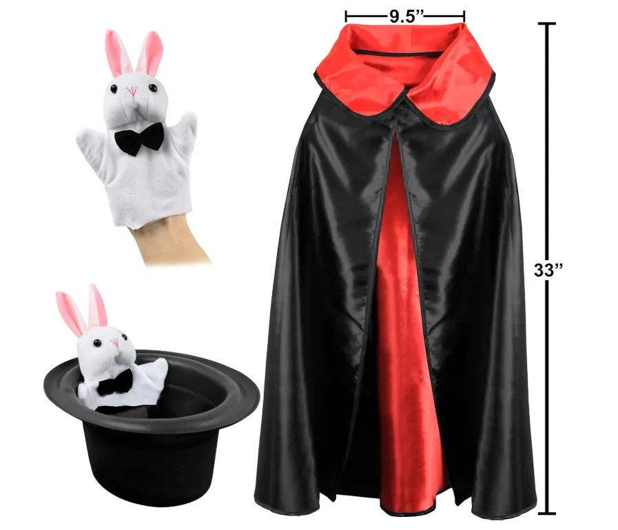 Click N' Play Magician Pretend Play Dress Up Set with Accessories, Hat & Rabbit Magic Tricks