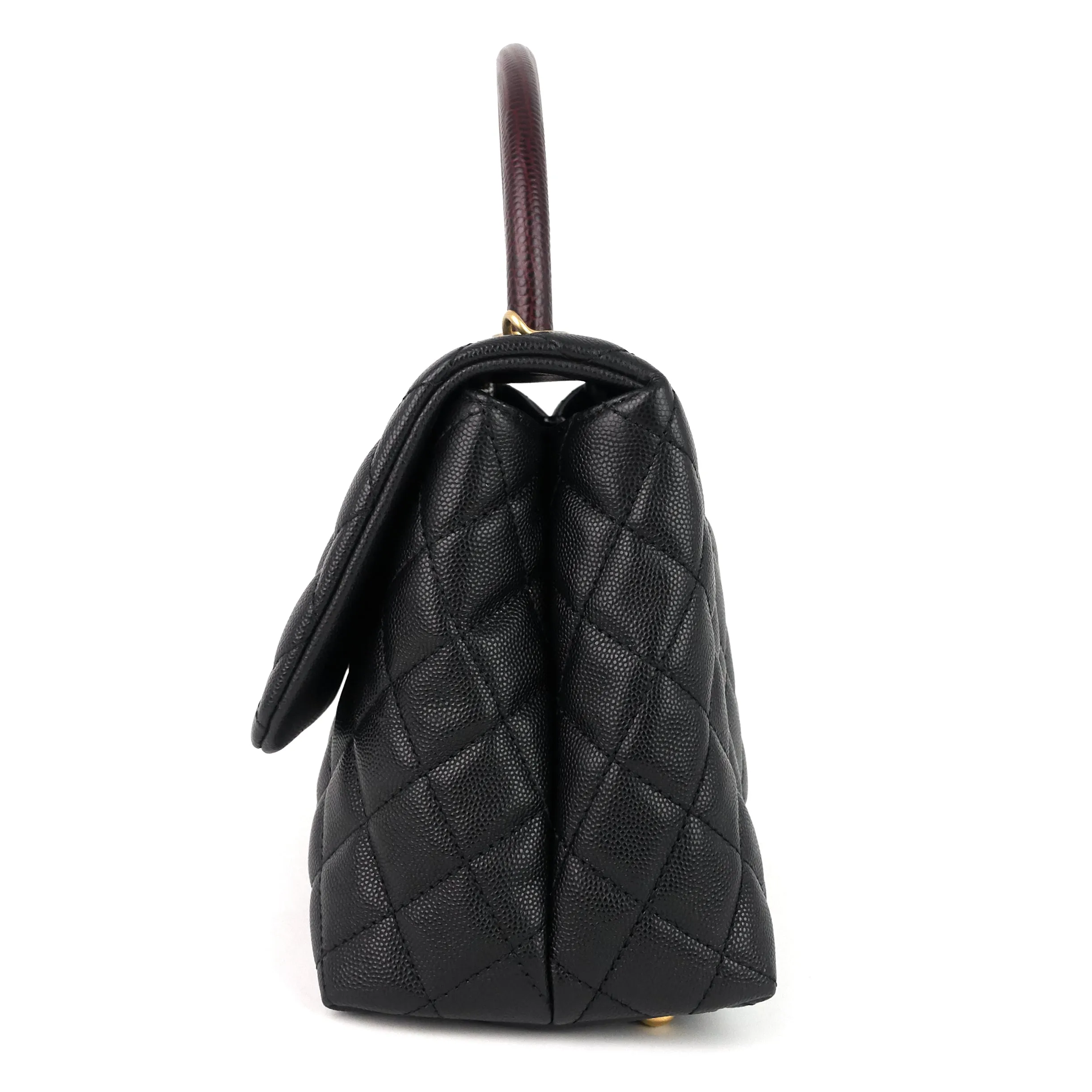 Coco Lizard Top Handle Small Caviar Leather Bag