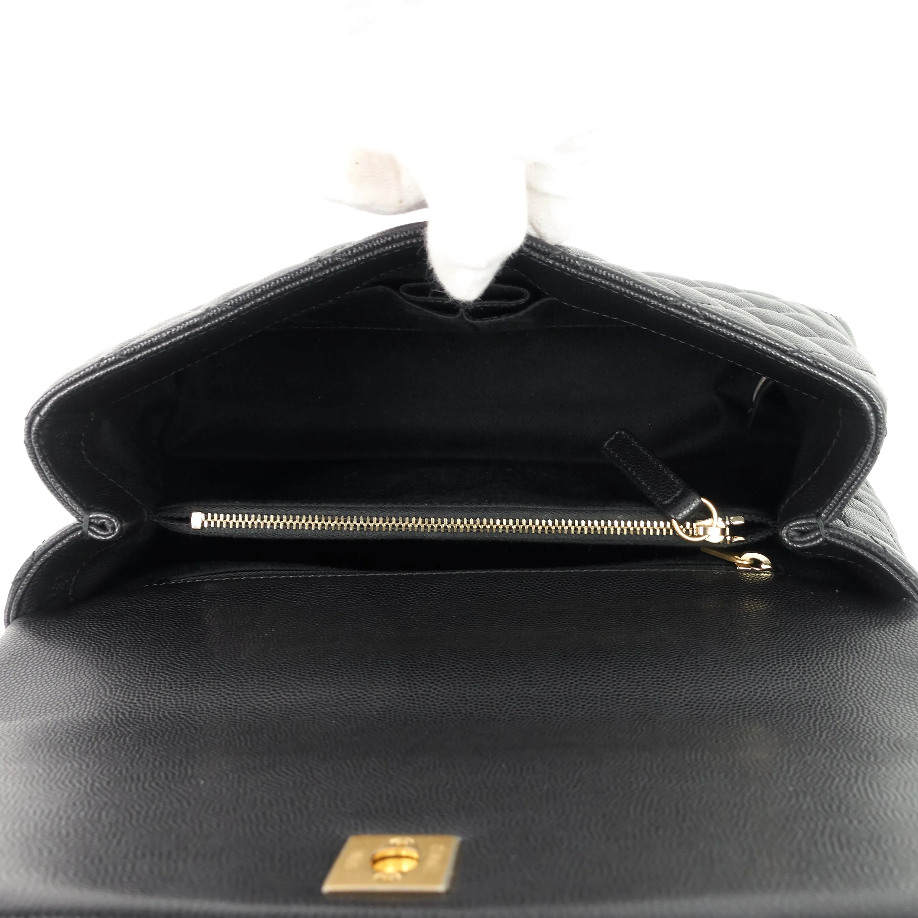 Coco Lizard Top Handle Small Caviar Leather Bag