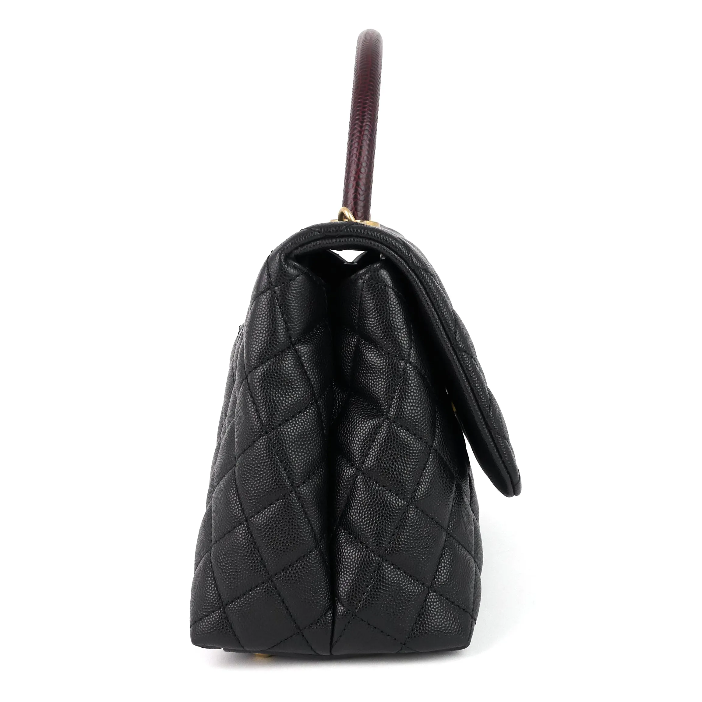 Coco Lizard Top Handle Small Caviar Leather Bag