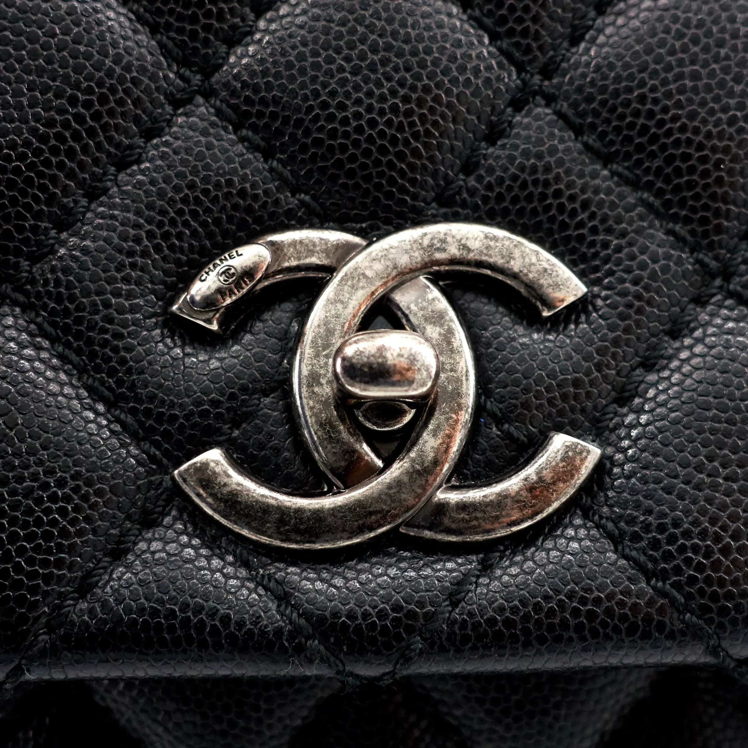 Coco Top Handle Medium Caviar Leather Bag