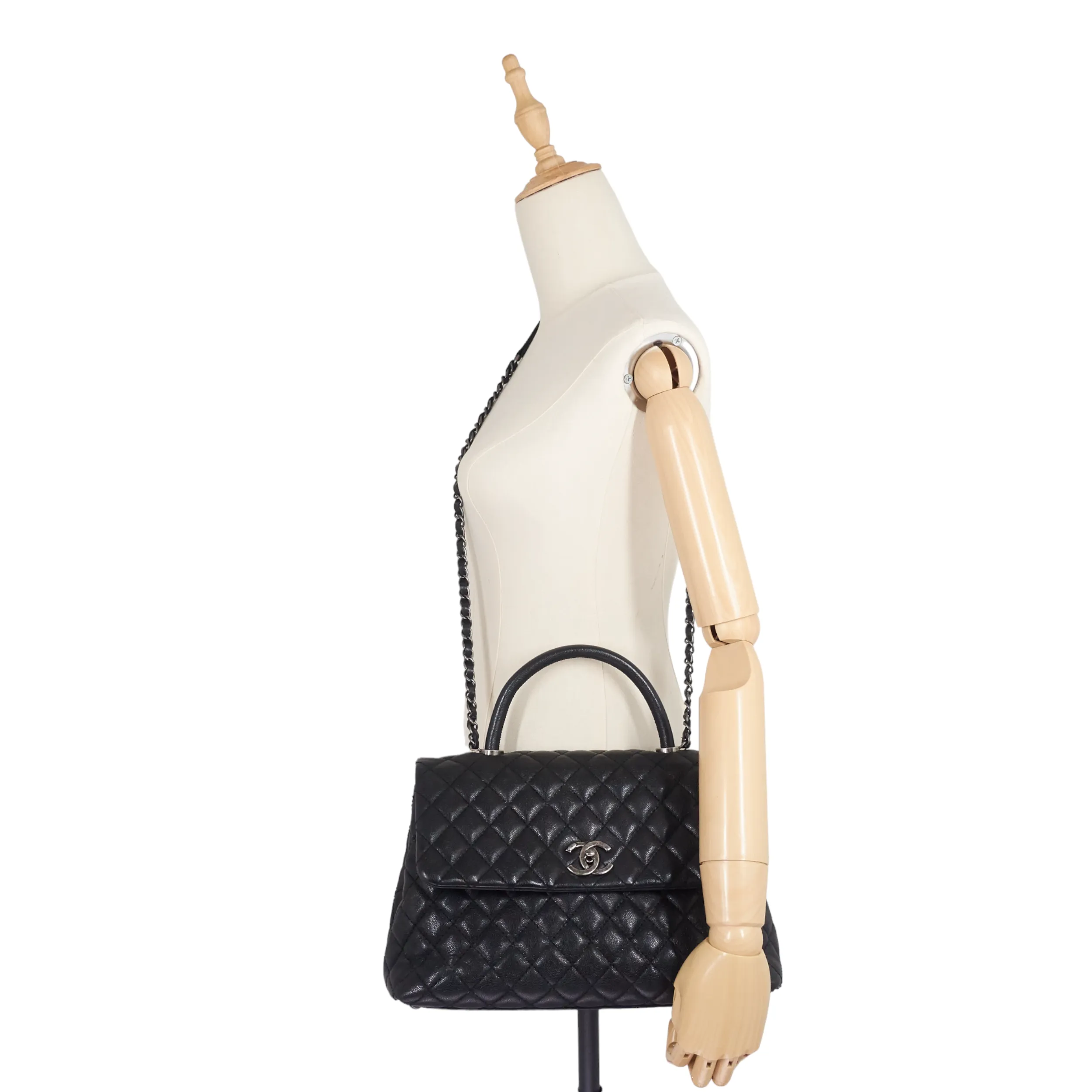 Coco Top Handle Medium Caviar Leather Bag