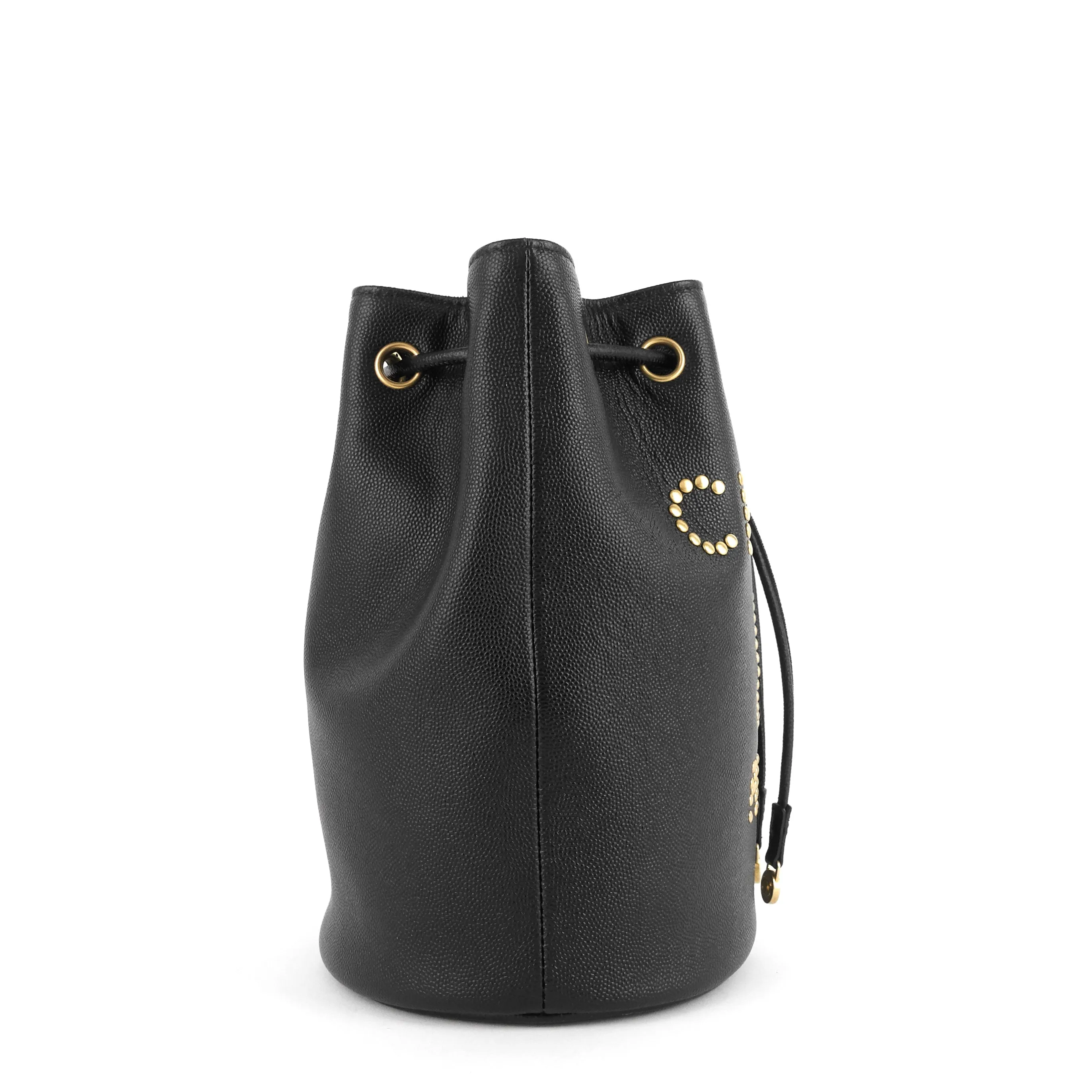 Deauville Drawstring Studded Caviar Bucket Bag