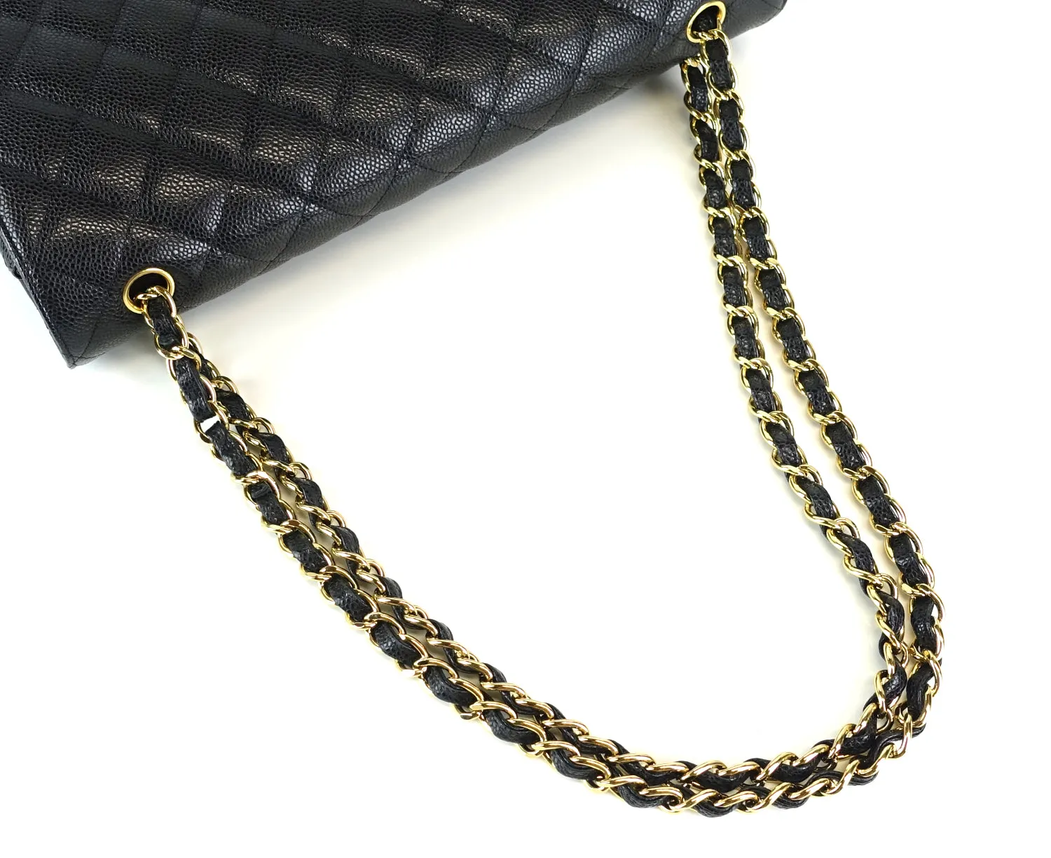 Double Flap Quilted Caviar Leather Bag