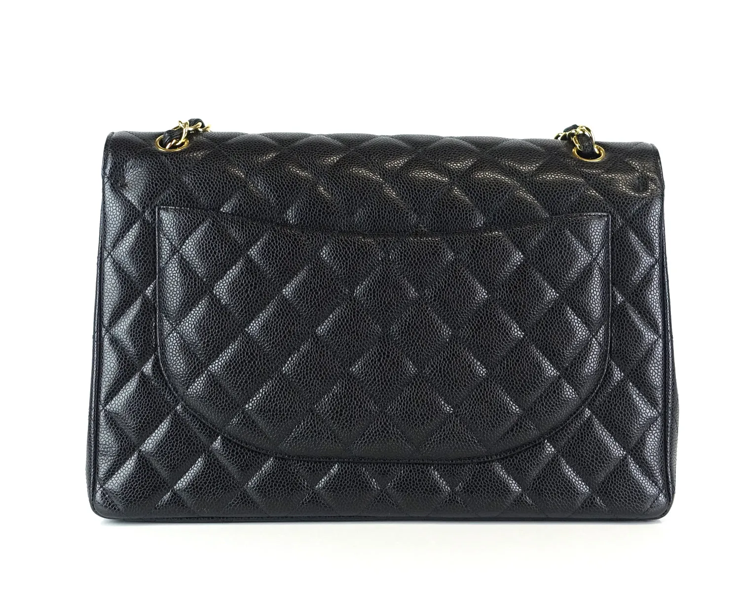 Double Flap Quilted Caviar Leather Bag