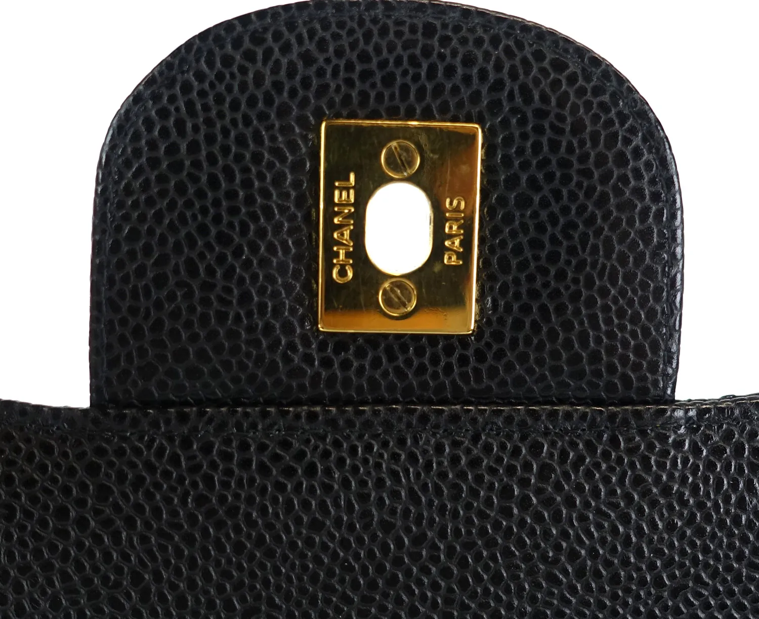 Double Flap Quilted Caviar Leather Bag
