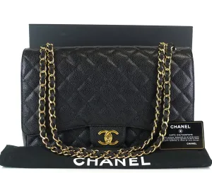Double Flap Quilted Caviar Leather Bag