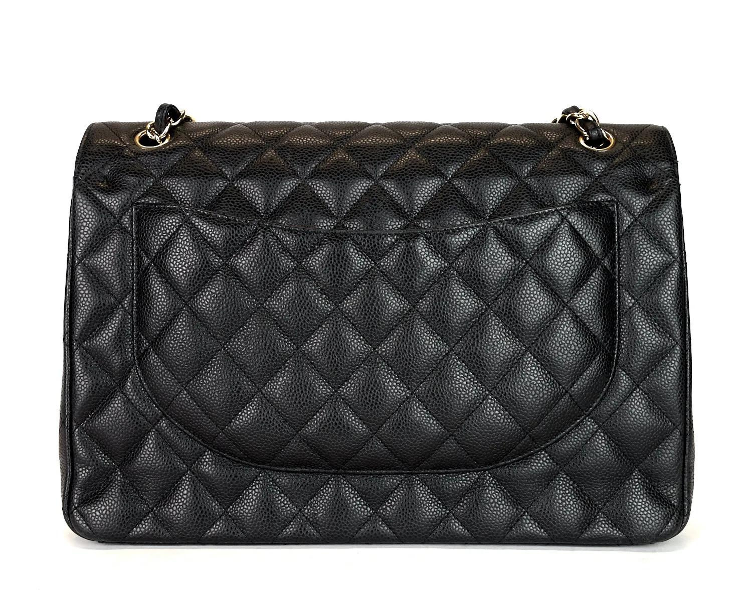 Double Flap Quilted Caviar Leather Bag
