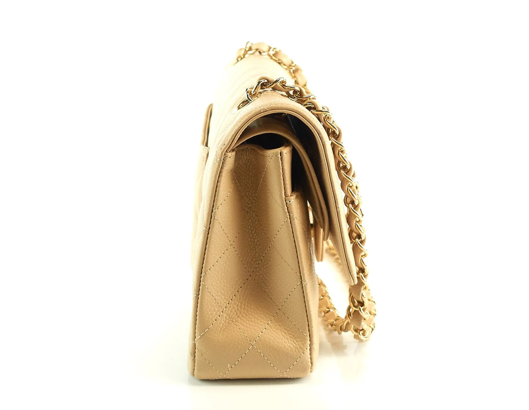 Double Flap Quilted Caviar Leather Bag