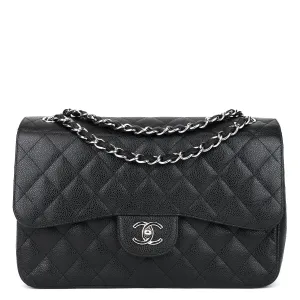 Double Flap Quilted Caviar Leather Bag