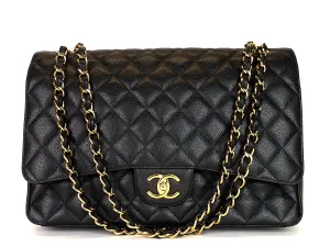 Double Flap Quilted Caviar Leather Bag