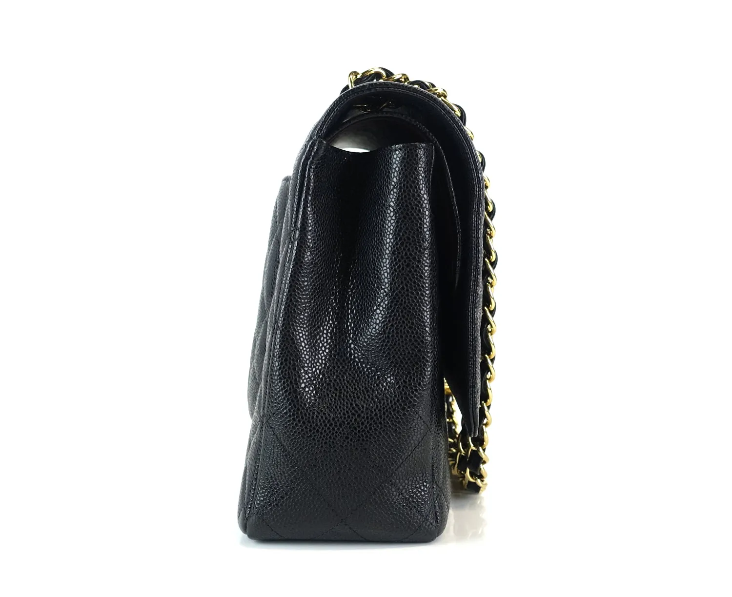 Double Flap Quilted Caviar Leather Bag