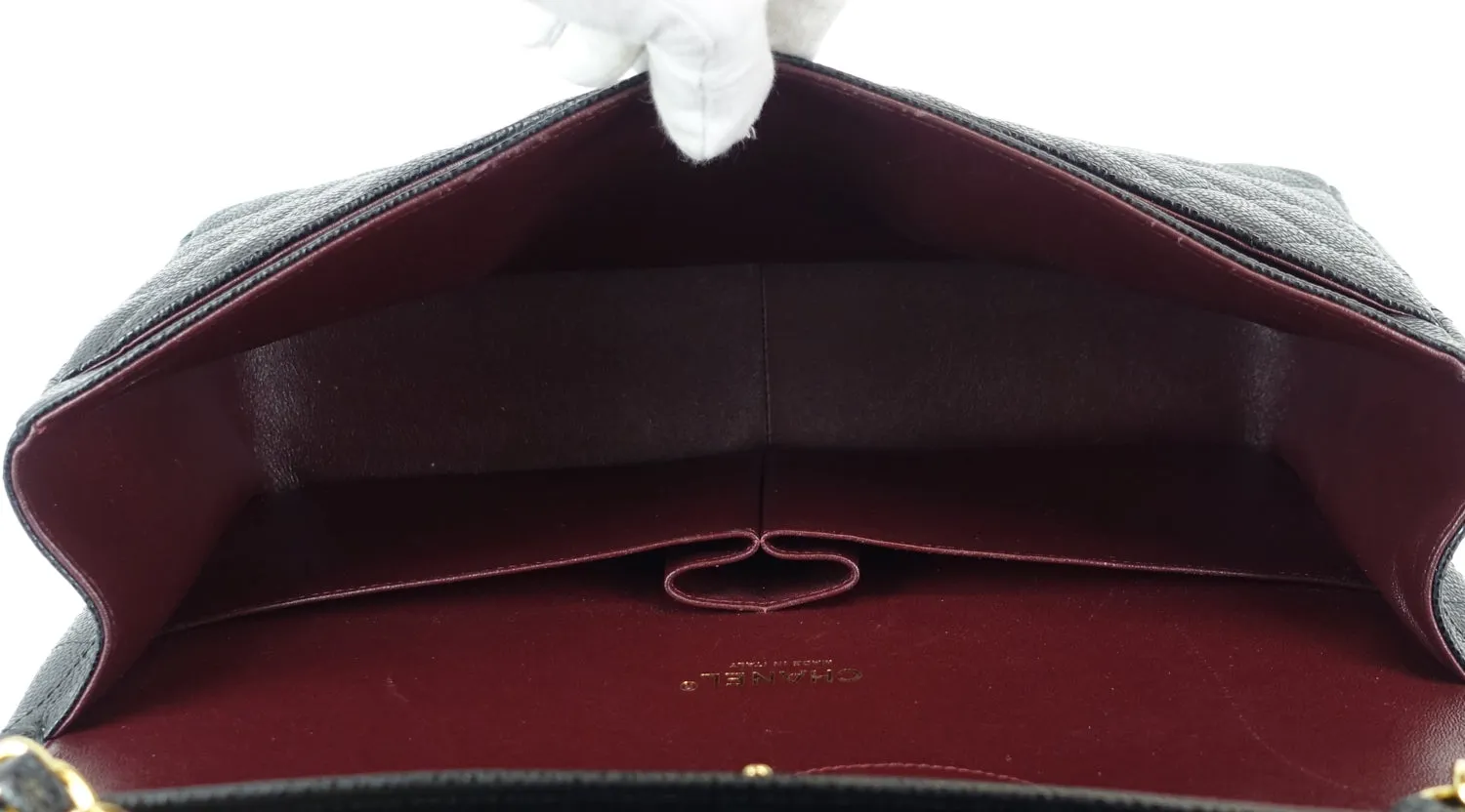 Double Flap Quilted Caviar Leather Bag