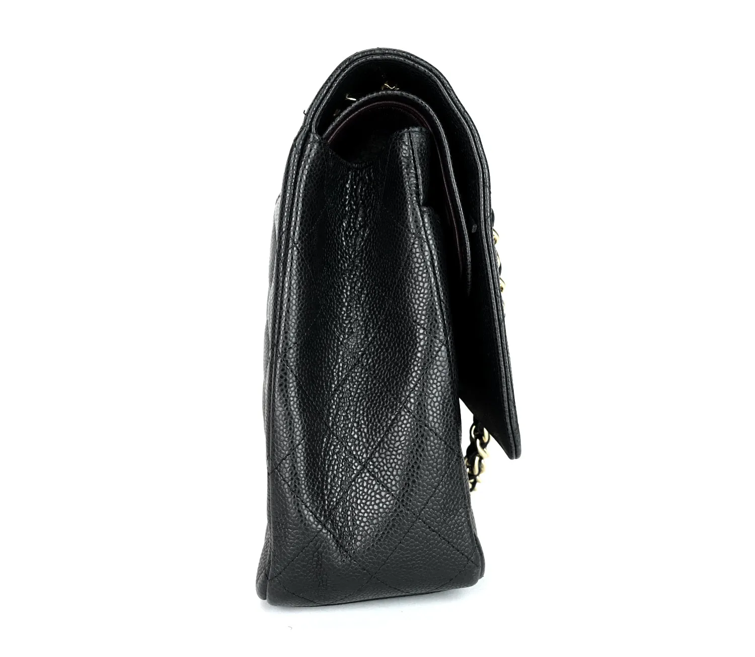 Double Flap Quilted Caviar Leather Bag