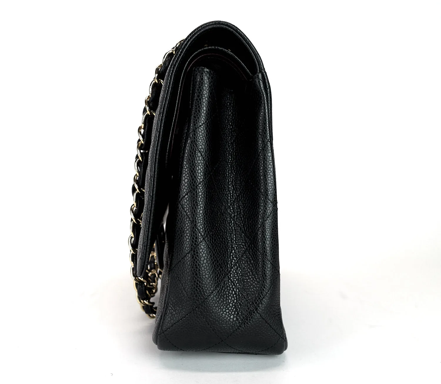 Double Flap Quilted Caviar Leather Bag