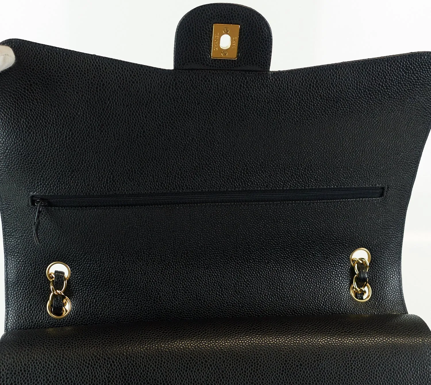 Double Flap Quilted Caviar Leather Bag