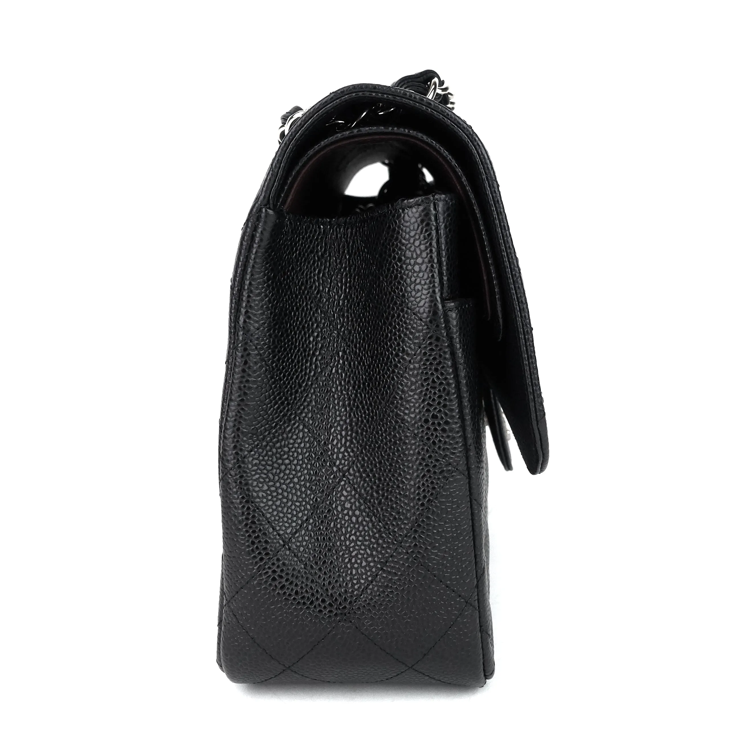 Double Flap Quilted Caviar Leather Bag