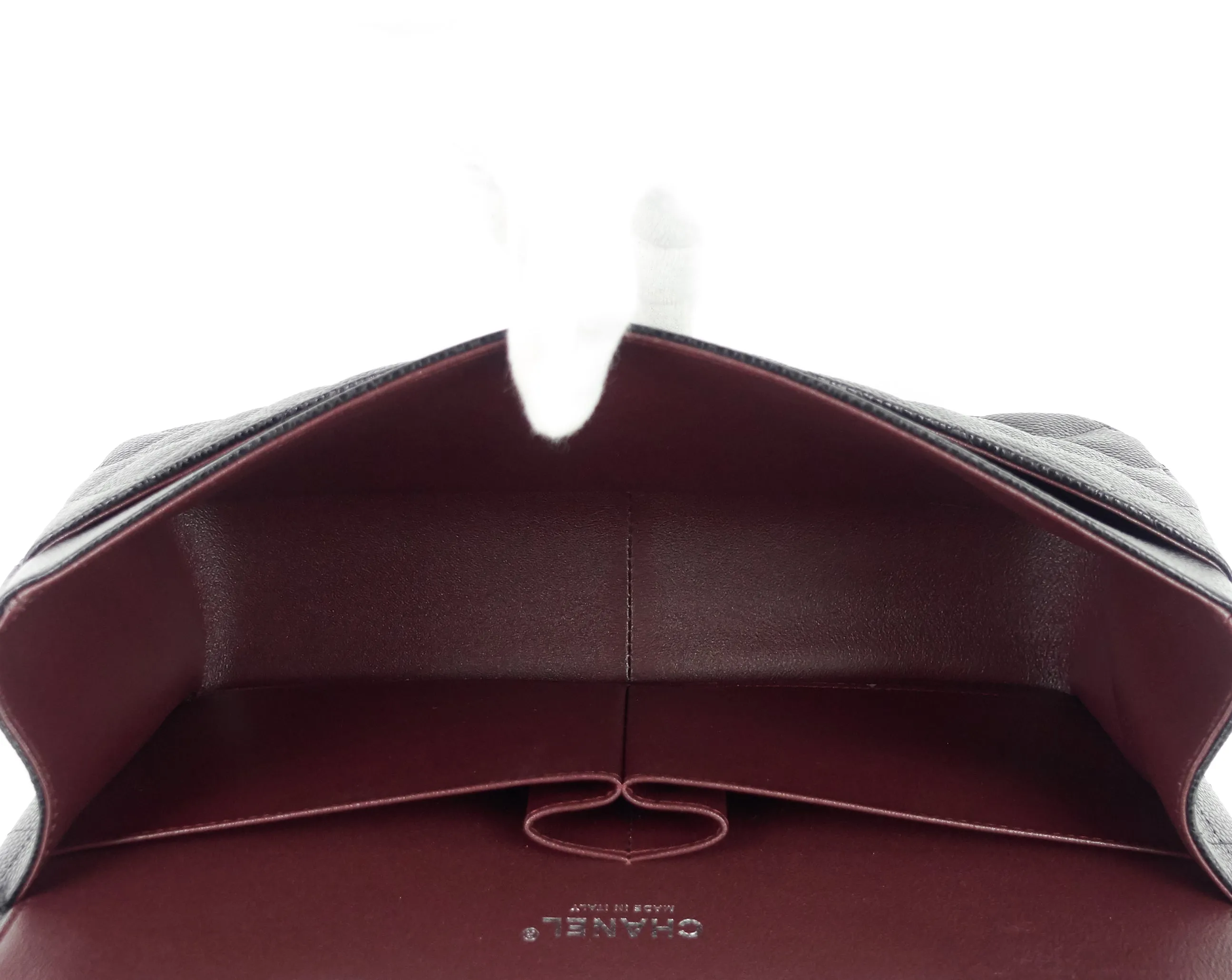 Double Flap Quilted Caviar Leather Bag