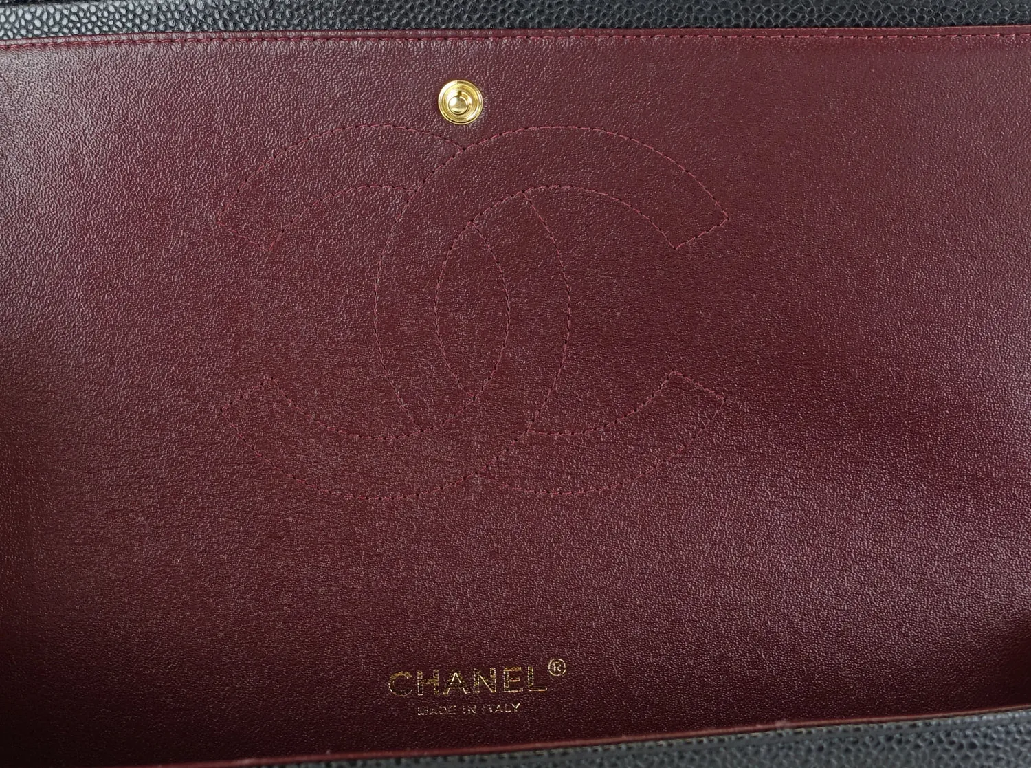 Double Flap Quilted Caviar Leather Bag