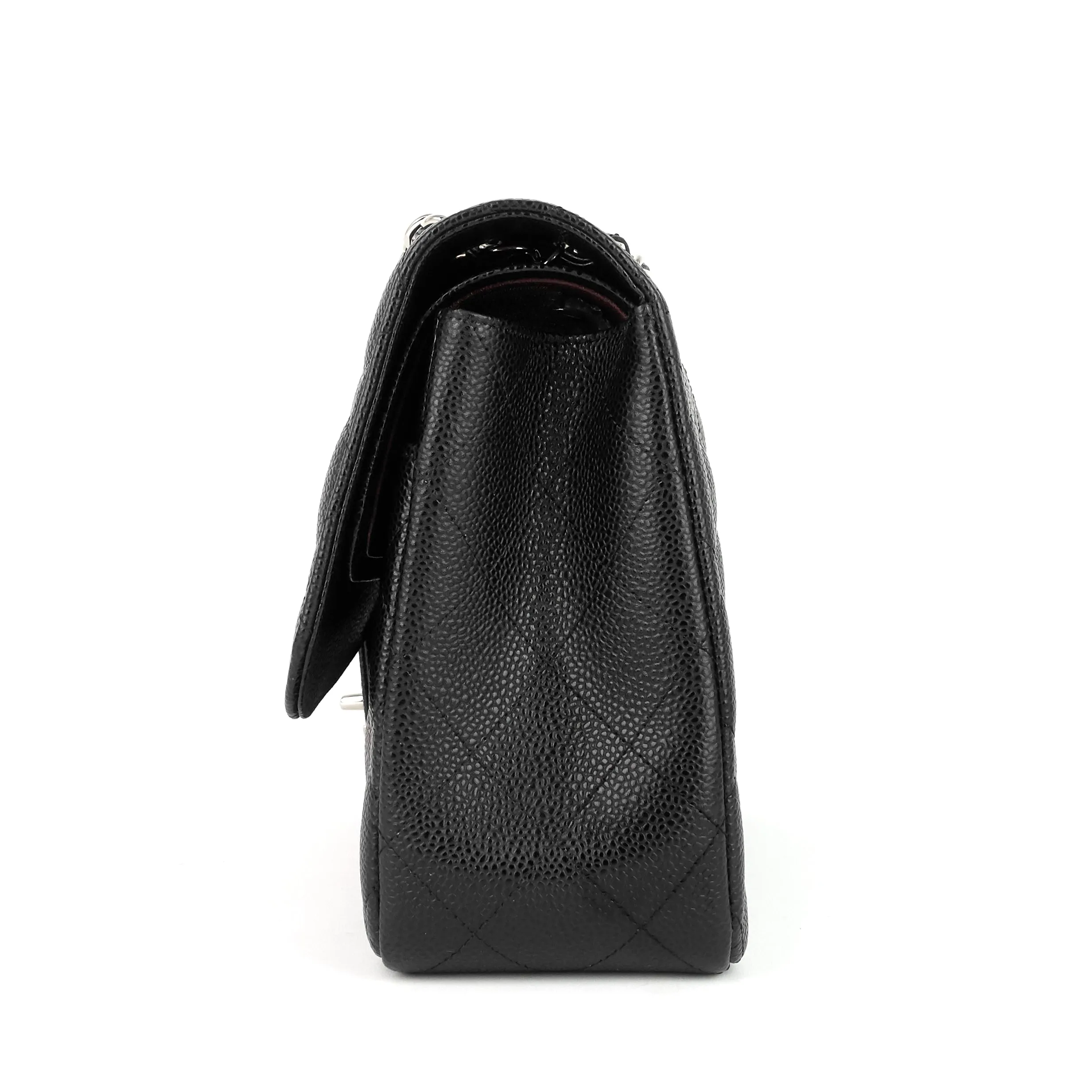 Double Flap Quilted Caviar Leather Bag