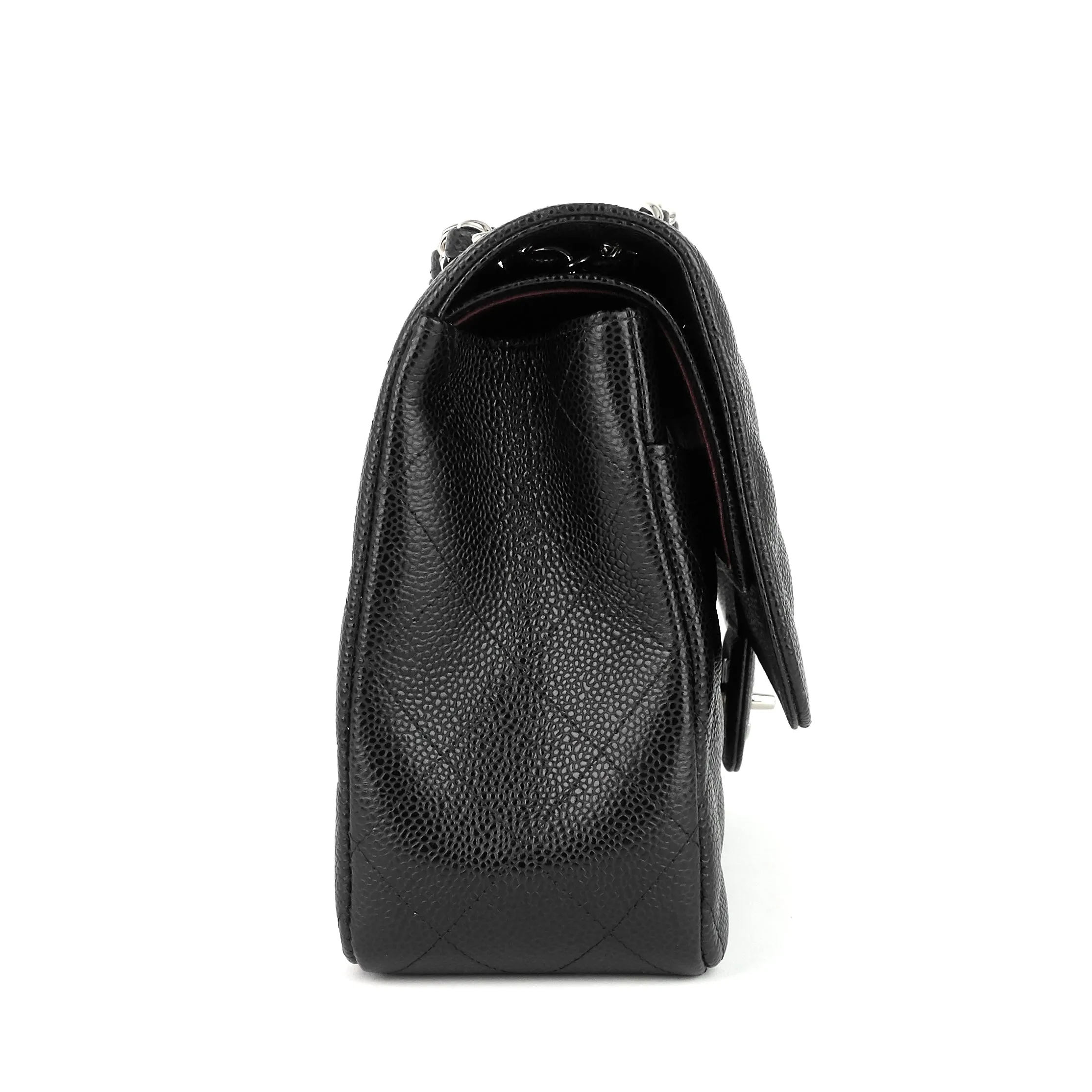 Double Flap Quilted Caviar Leather Bag