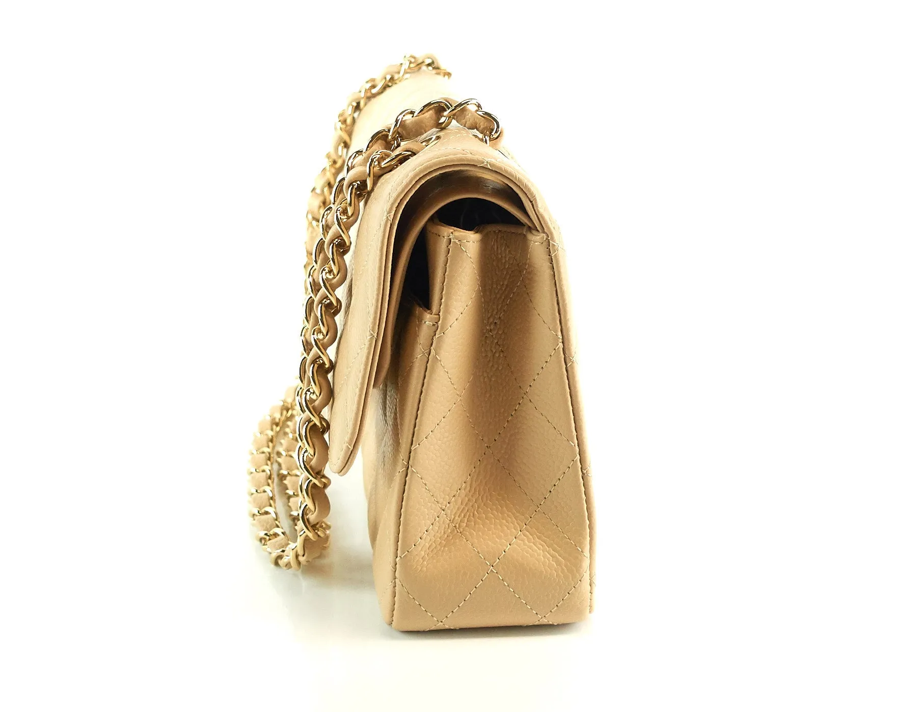 Double Flap Quilted Caviar Leather Bag