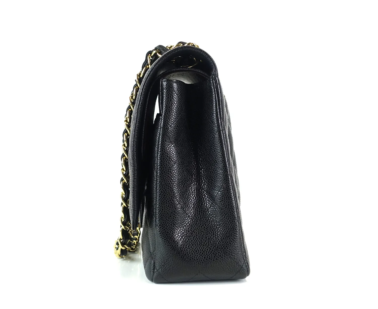 Double Flap Quilted Caviar Leather Bag