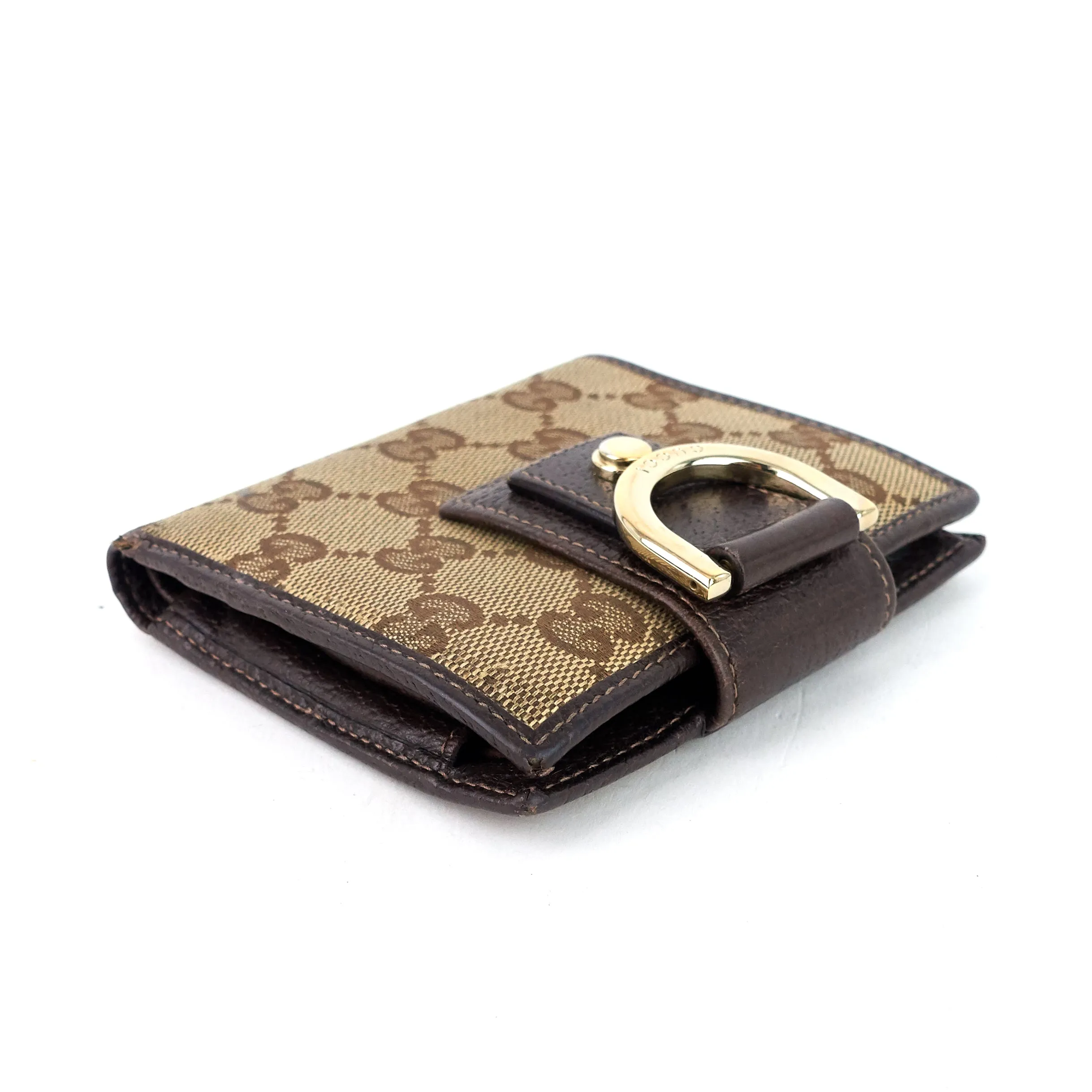 GG Canvas D-Ring Compact Wallet
