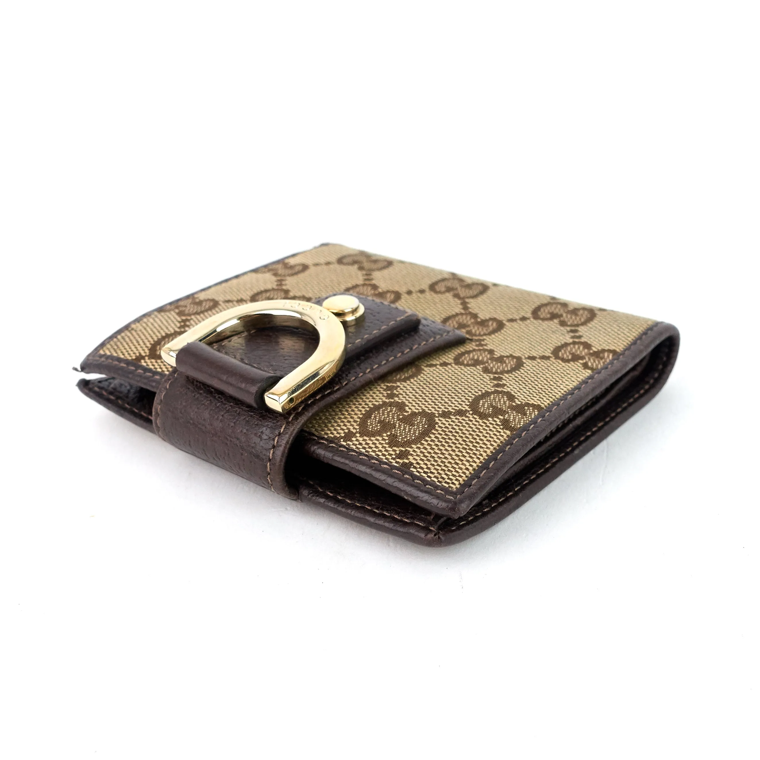 GG Canvas D-Ring Compact Wallet