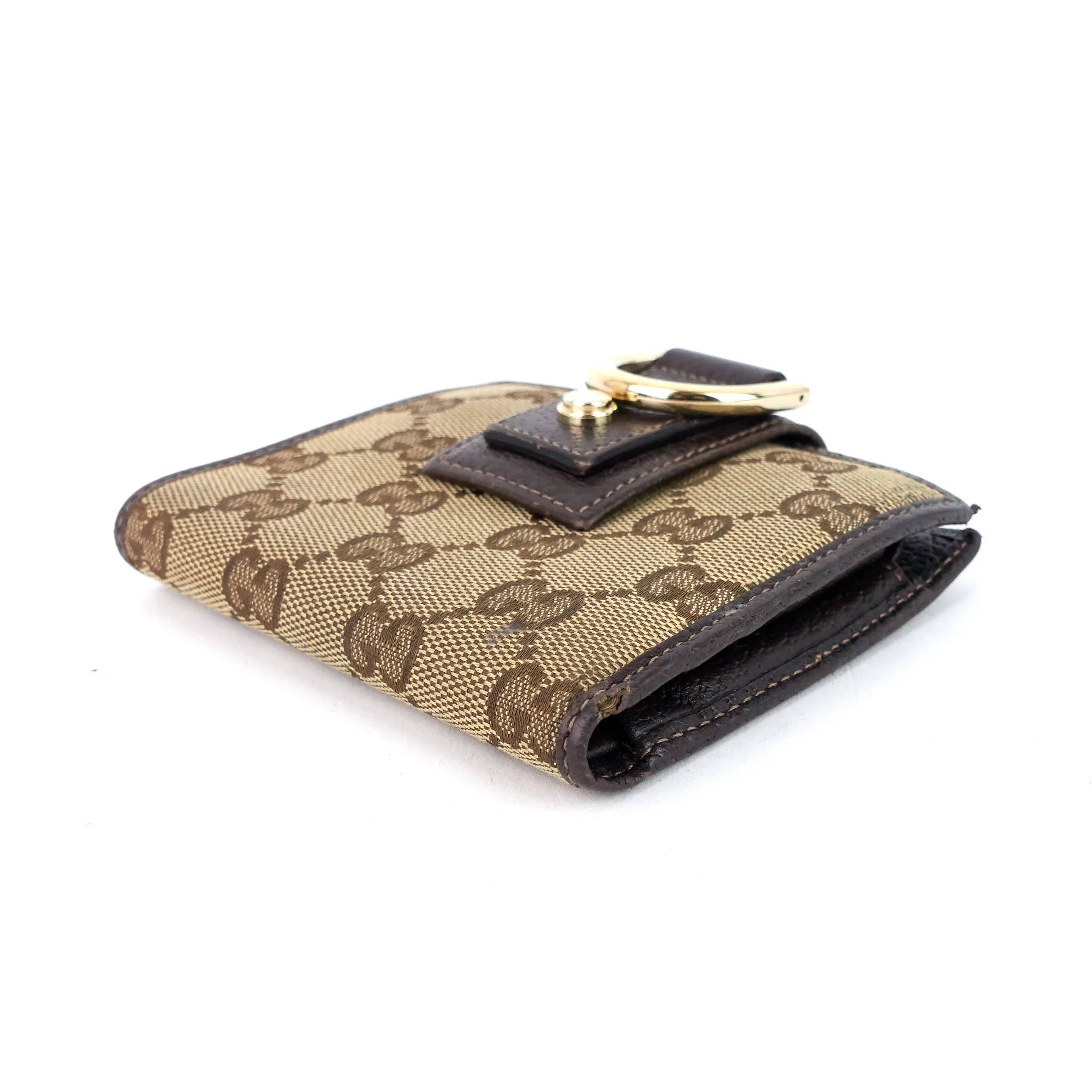 GG Canvas D-Ring Compact Wallet