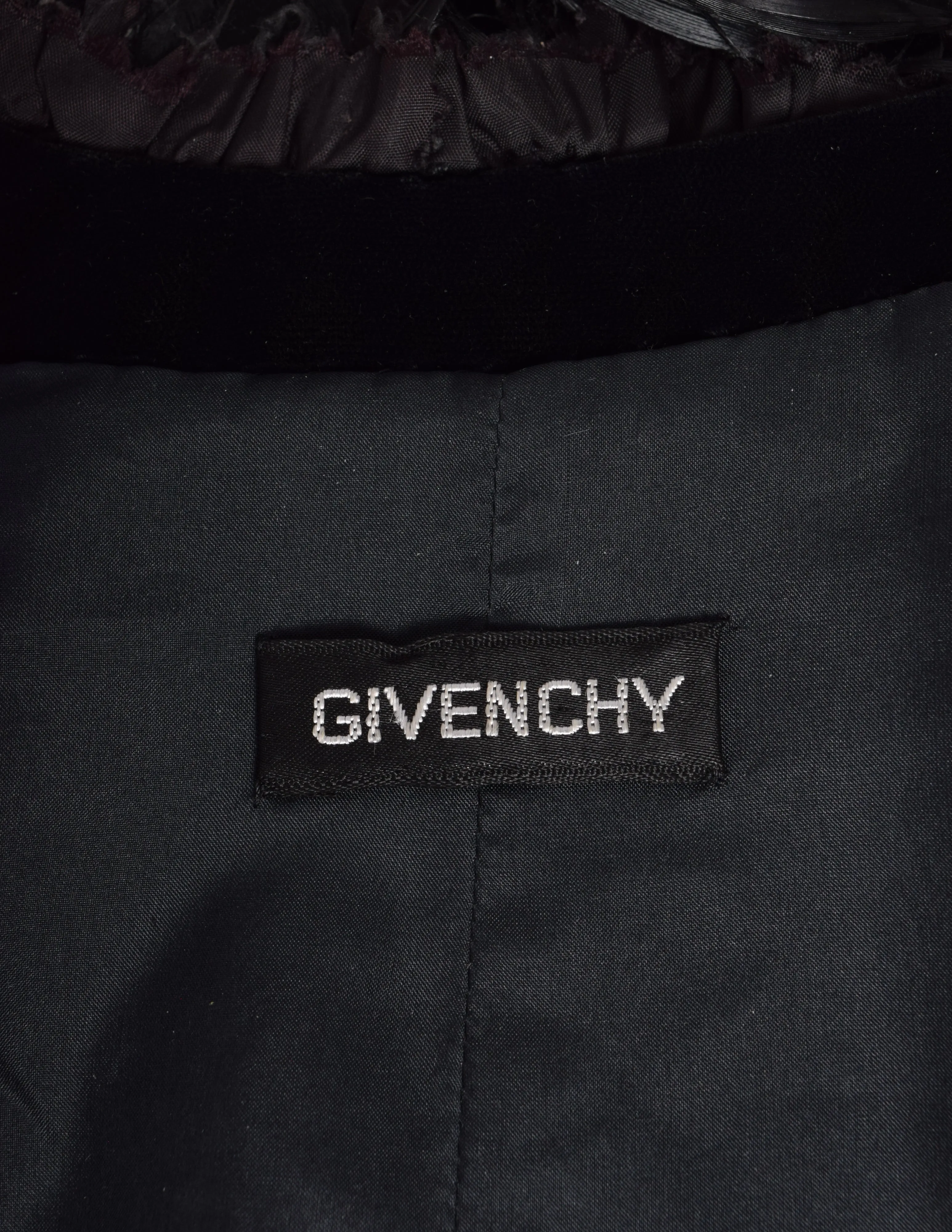 Givenchy Haute Couture Vintage 1970s Feather Collar Velvet Evening Cape