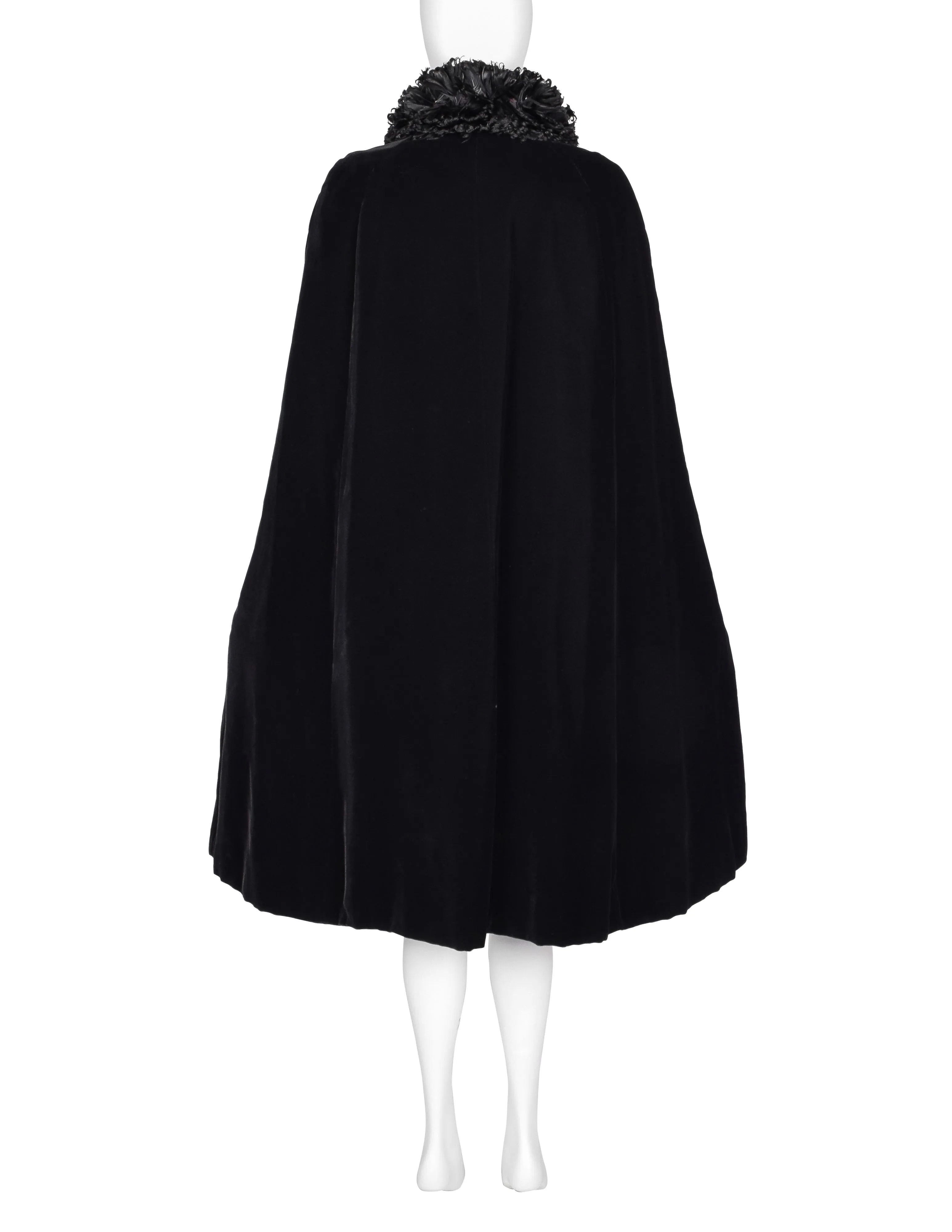 Givenchy Haute Couture Vintage 1970s Feather Collar Velvet Evening Cape