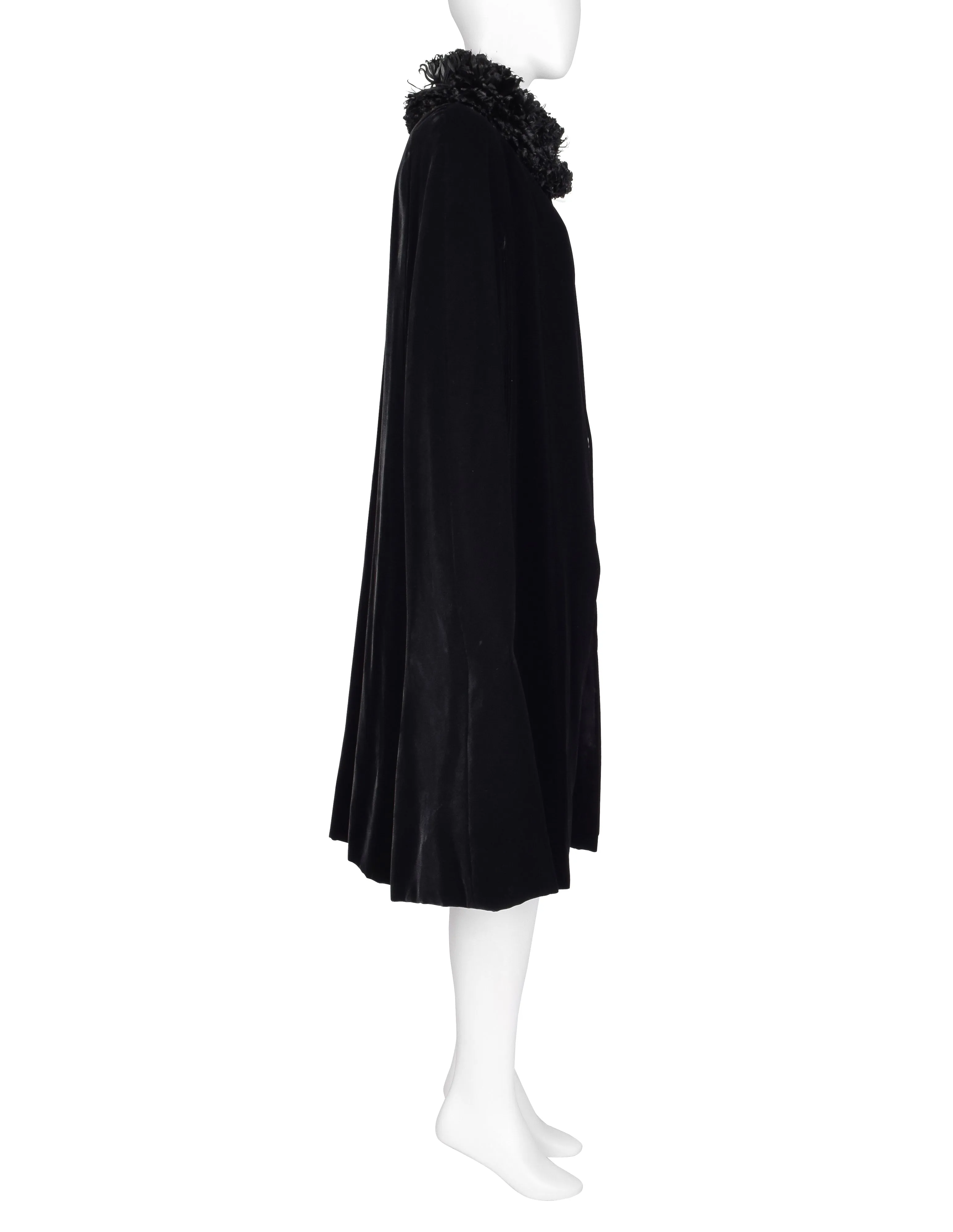 Givenchy Haute Couture Vintage 1970s Feather Collar Velvet Evening Cape