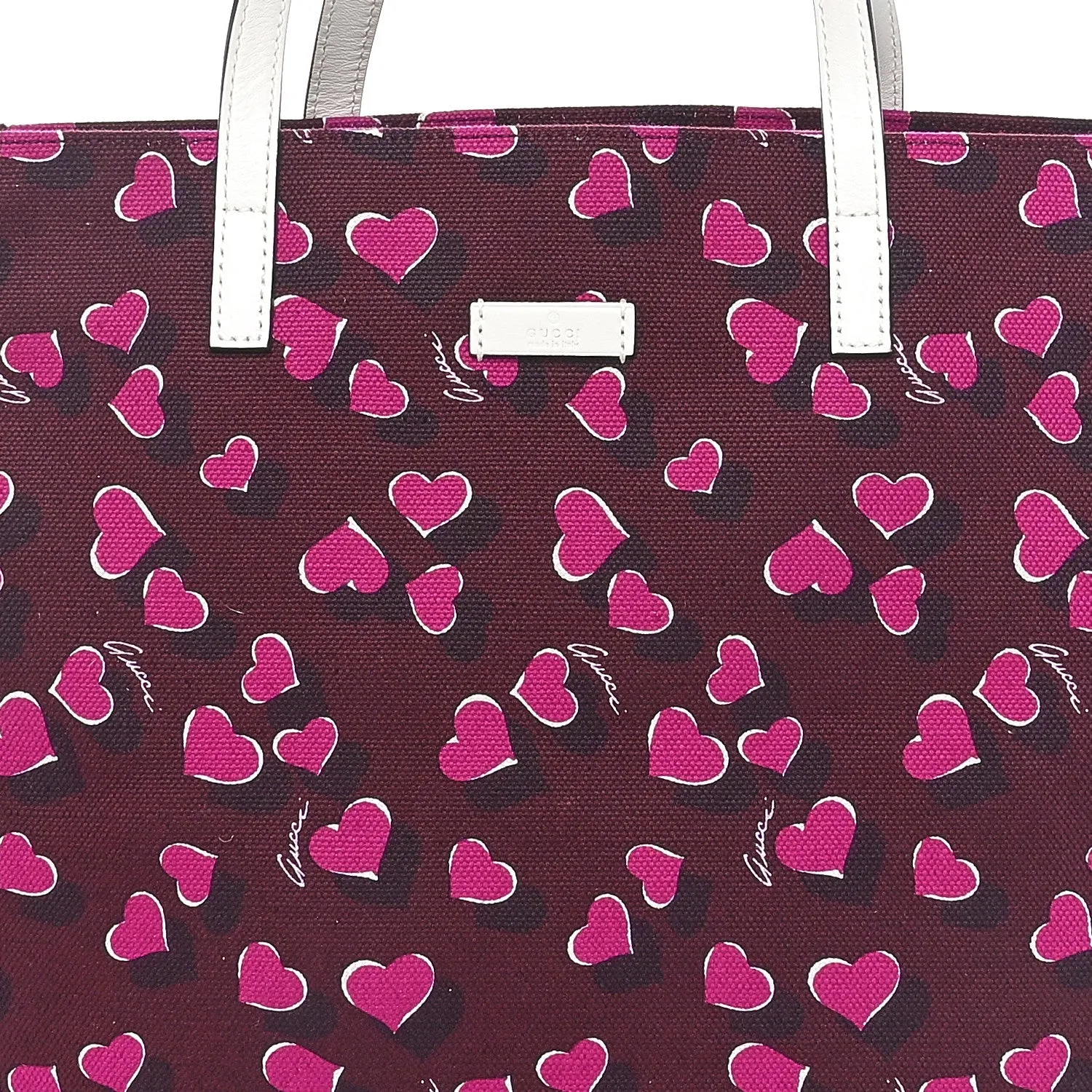 Gucci Canvas Heartbeat Print Medium Tote