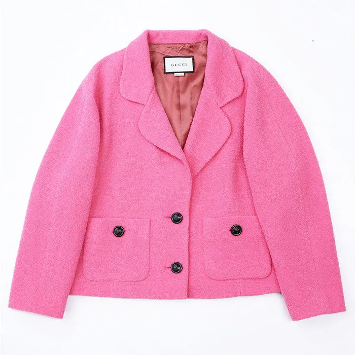 Gucci Tweed GG Interlocking Button Wool Jacket