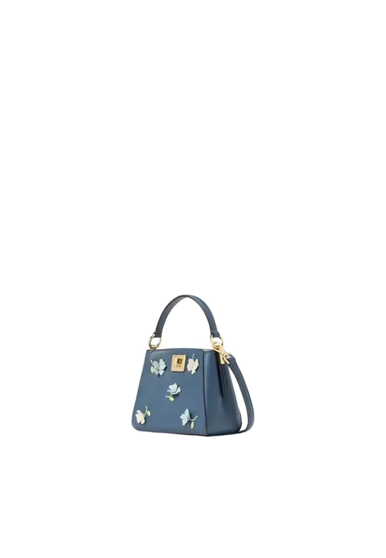 Kate Spade Phoebe Floral Applique Mini Top Handle In Blue Stone KK139