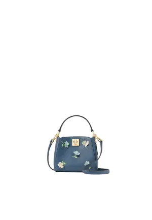 Kate Spade Phoebe Floral Applique Mini Top Handle In Blue Stone KK139