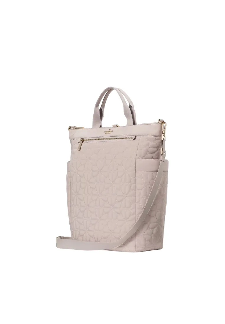 Kate Spade Spade Flower Quilted Convertible Backpack In Cozy Grey KK161